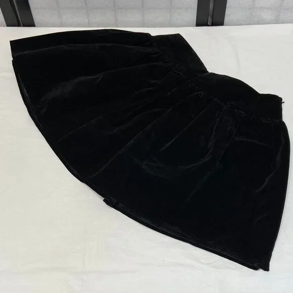 Velveteen Wide Waistband Poufy Gathered Mini Skirt Attached Shorts Skating Cheer - Picture 11 of 13